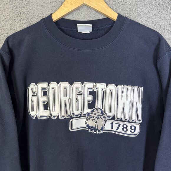 S Georgetown Hoyas Sweatshirt Mens S Blue Crew Neck Sweater Spell Out - Picture 2 of 8